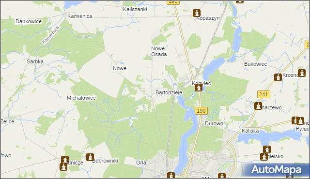 mapa Bartodzieje gmina Wągrowiec, Bartodzieje gmina Wągrowiec na mapie Targeo