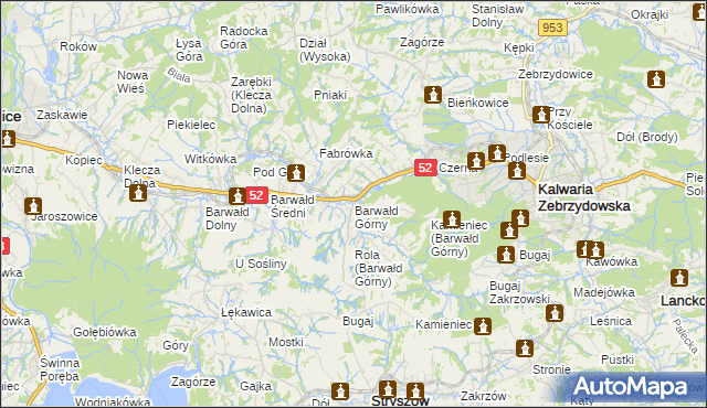 mapa Barwałd Górny, Barwałd Górny na mapie Targeo