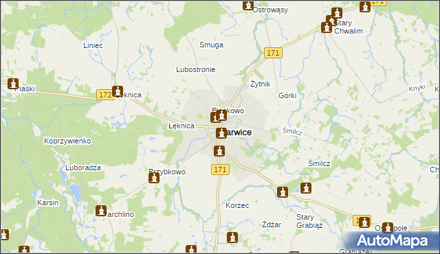 mapa Barwice, Barwice na mapie Targeo