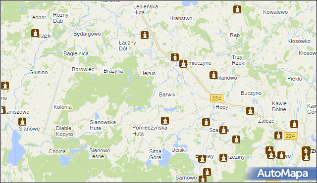 mapa Barwik, Barwik na mapie Targeo