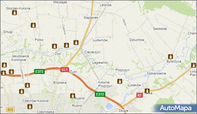 mapa Baszki gmina Niemce, Baszki gmina Niemce na mapie Targeo