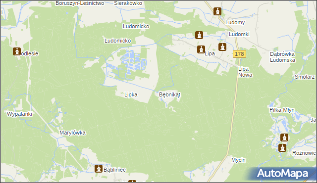 mapa Bębnikąt gmina Oborniki, Bębnikąt gmina Oborniki na mapie Targeo