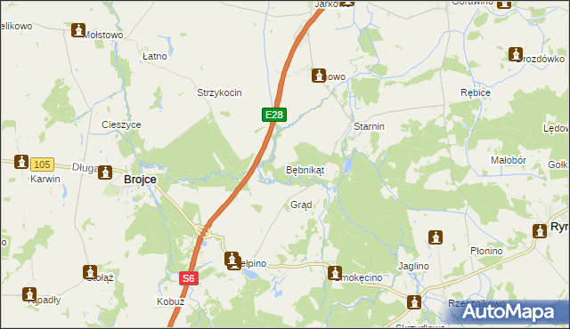 mapa Bębnikąt gmina Rymań, Bębnikąt gmina Rymań na mapie Targeo