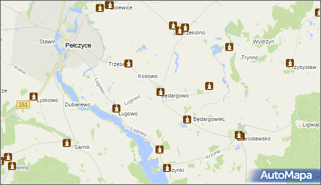 mapa Będargowo gmina Pełczyce, Będargowo gmina Pełczyce na mapie Targeo