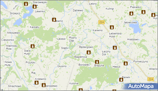 mapa Będargowo gmina Szemud, Będargowo gmina Szemud na mapie Targeo