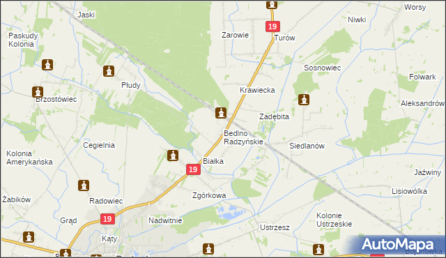 mapa Bedlno Radzyńskie, Bedlno Radzyńskie na mapie Targeo