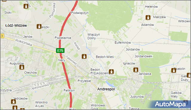 mapa Bedoń-Wieś, Bedoń-Wieś na mapie Targeo