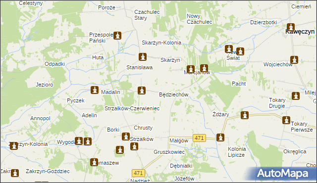 mapa Będziechów, Będziechów na mapie Targeo