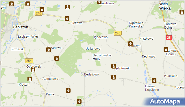 mapa Będzitowskie Huby, Będzitowskie Huby na mapie Targeo