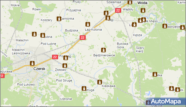 mapa Będźmierowice, Będźmierowice na mapie Targeo