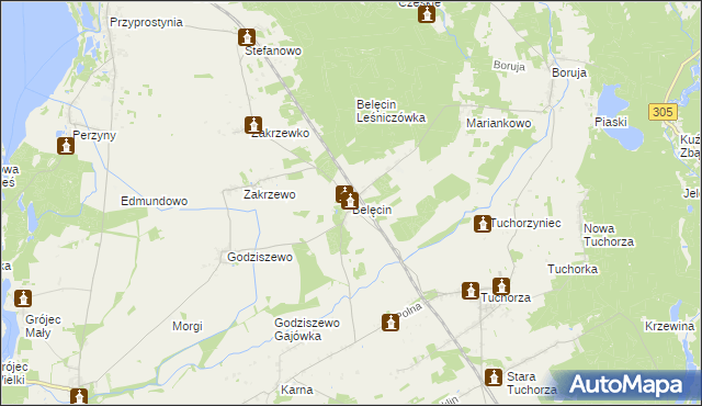 mapa Belęcin, Belęcin na mapie Targeo