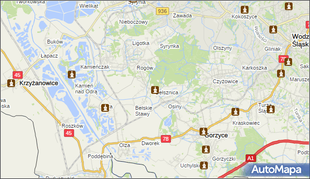 mapa Bełsznica, Bełsznica na mapie Targeo
