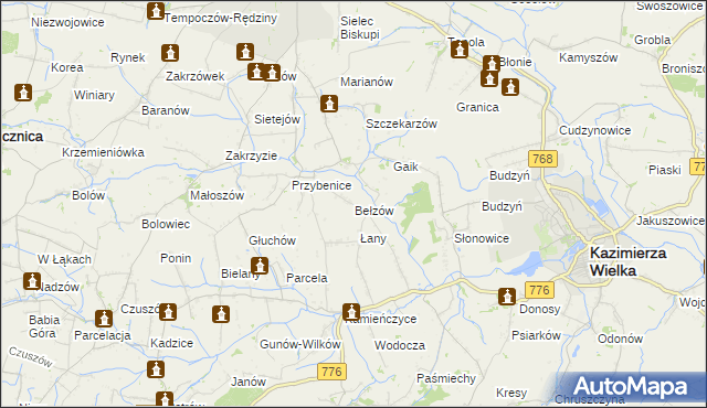 mapa Bełzów, Bełzów na mapie Targeo