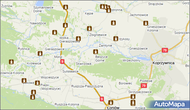 mapa Beszyce Górne, Beszyce Górne na mapie Targeo