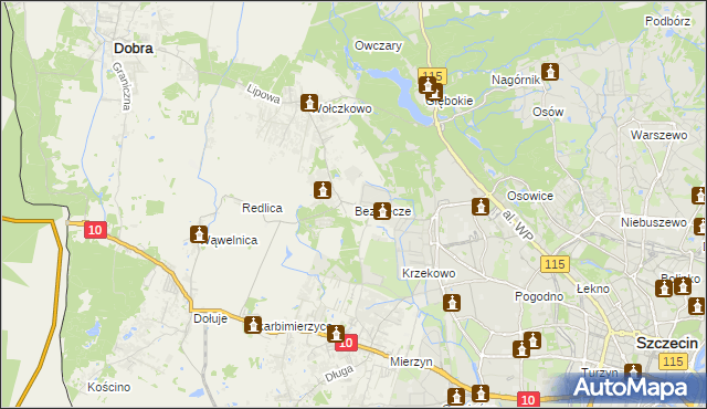 mapa Bezrzecze, Bezrzecze na mapie Targeo