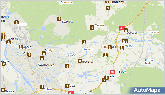 mapa Biadacz gmina Łubniany, Biadacz gmina Łubniany na mapie Targeo