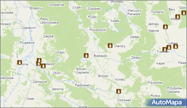 mapa Biadaszki gmina Galewice, Biadaszki gmina Galewice na mapie Targeo