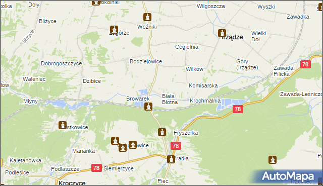 mapa Biała Błotna, Biała Błotna na mapie Targeo