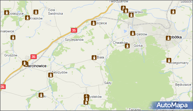 mapa Biała gmina Marcinowice, Biała gmina Marcinowice na mapie Targeo