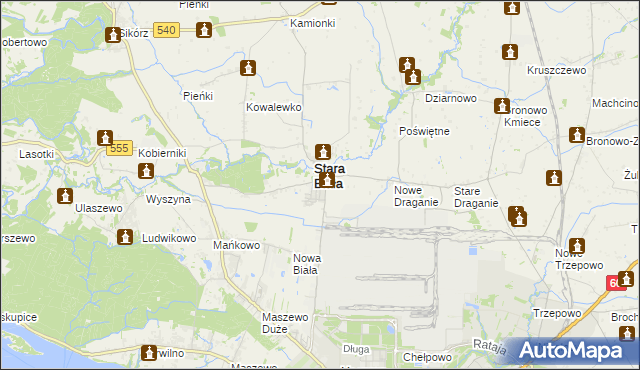 mapa Biała gmina Stara Biała, Biała gmina Stara Biała na mapie Targeo