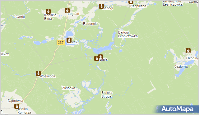 mapa Biała gmina Tuchola, Biała gmina Tuchola na mapie Targeo