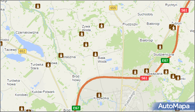 mapa Biała Woda gmina Suwałki, Biała Woda gmina Suwałki na mapie Targeo