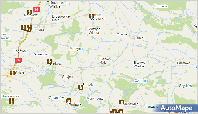 mapa Białawy Małe, Białawy Małe na mapie Targeo