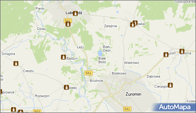 mapa Białe Błoto gmina Żuromin, Białe Błoto gmina Żuromin na mapie Targeo