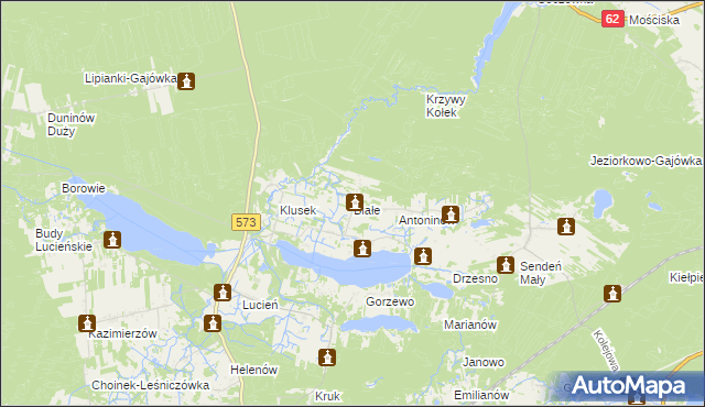 mapa Białe gmina Gostynin, Białe gmina Gostynin na mapie Targeo