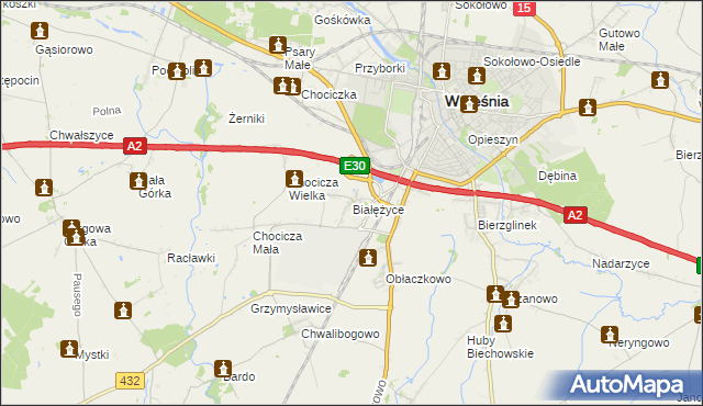 mapa Białężyce, Białężyce na mapie Targeo