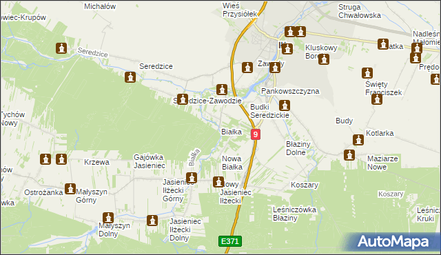 mapa Białka gmina Iłża, Białka gmina Iłża na mapie Targeo