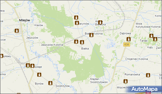 mapa Białka gmina Milejów, Białka gmina Milejów na mapie Targeo