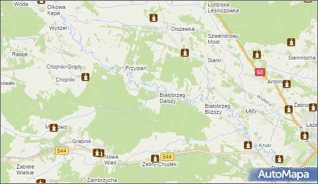 mapa Białobrzeg Dalszy, Białobrzeg Dalszy na mapie Targeo