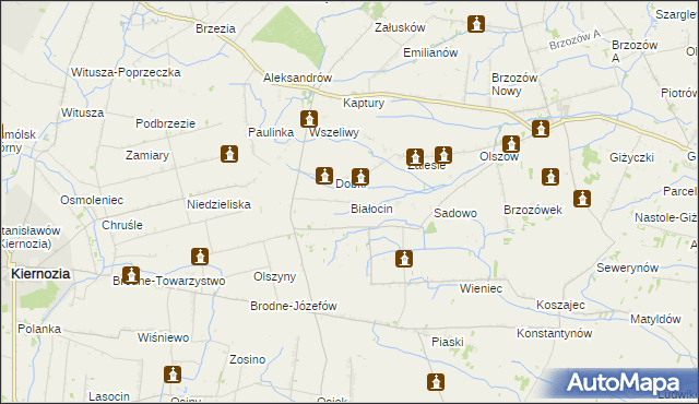 mapa Białocin gmina Iłów, Białocin gmina Iłów na mapie Targeo