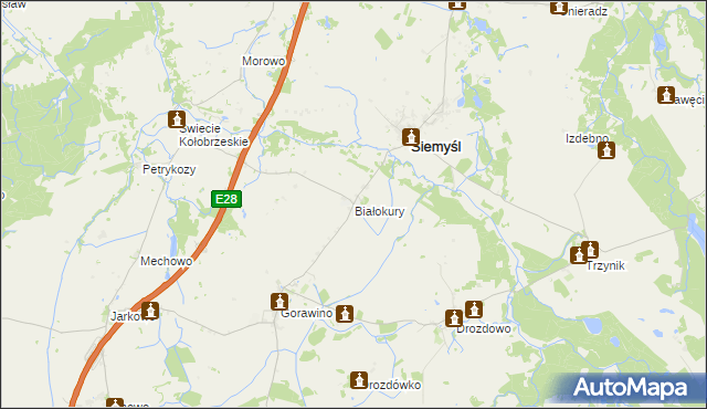 mapa Białokury, Białokury na mapie Targeo