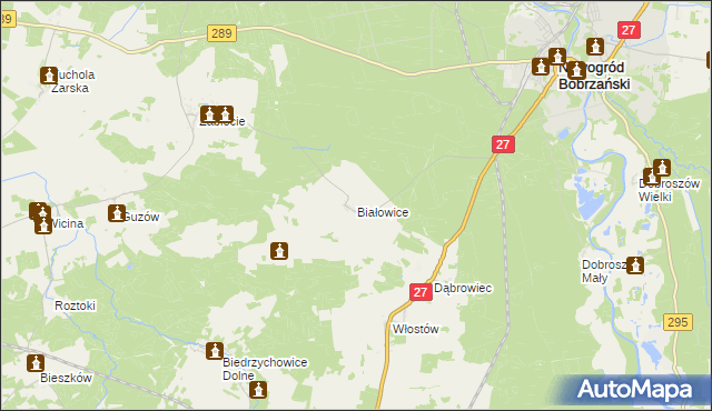 mapa Białowice, Białowice na mapie Targeo