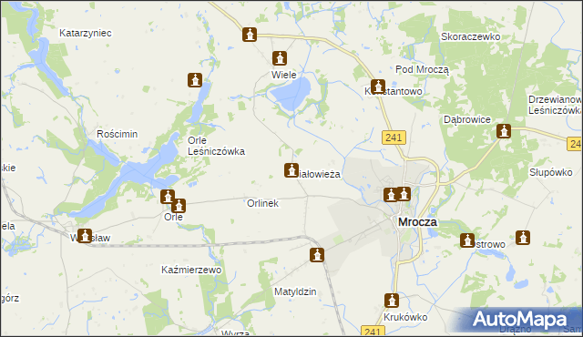 mapa Białowieża gmina Mrocza, Białowieża gmina Mrocza na mapie Targeo