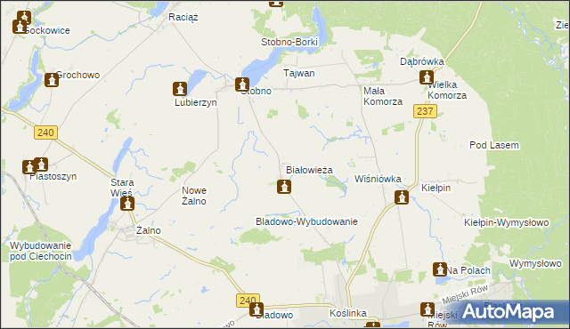 mapa Białowieża gmina Tuchola, Białowieża gmina Tuchola na mapie Targeo