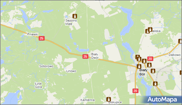 mapa Biały Dwór gmina Biały Bór, Biały Dwór gmina Biały Bór na mapie Targeo