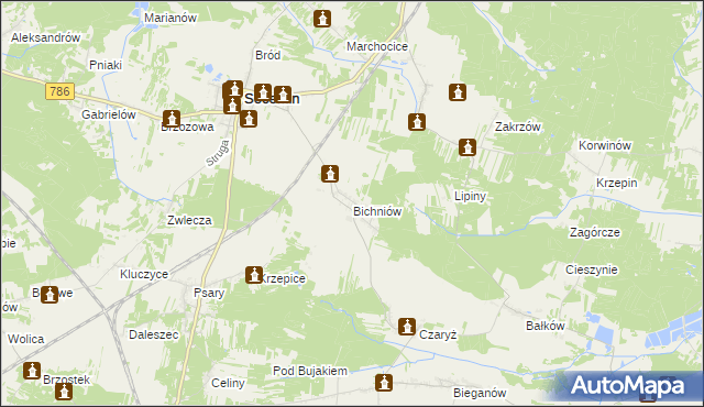 mapa Bichniów, Bichniów na mapie Targeo