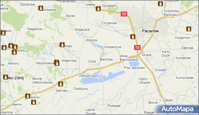 mapa Biechów gmina Pacanów, Biechów gmina Pacanów na mapie Targeo