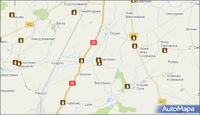 mapa Biechowo gmina Miłosław, Biechowo gmina Miłosław na mapie Targeo