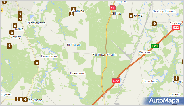 mapa Biedkowo-Osada, Biedkowo-Osada na mapie Targeo