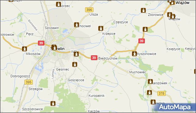 mapa Biedrzychów gmina Strzelin, Biedrzychów gmina Strzelin na mapie Targeo