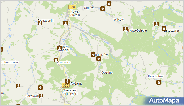 mapa Biegoszów, Biegoszów na mapie Targeo