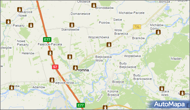 mapa Biejkowska Wola, Biejkowska Wola na mapie Targeo