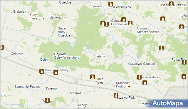 mapa Bielany gmina Raciąż, Bielany gmina Raciąż na mapie Targeo