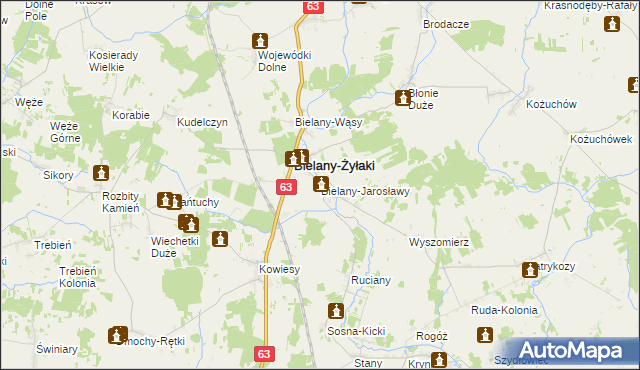 mapa Bielany-Jarosławy, Bielany-Jarosławy na mapie Targeo