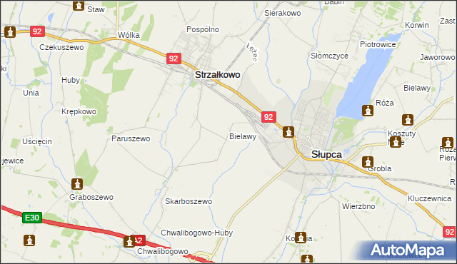 mapa Bielawy gmina Strzałkowo, Bielawy gmina Strzałkowo na mapie Targeo