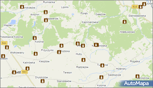 mapa Bielin gmina Żmudź, Bielin gmina Żmudź na mapie Targeo